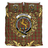Chattan 02 Tartan Crest Bedding Set - Golden Thistle Style